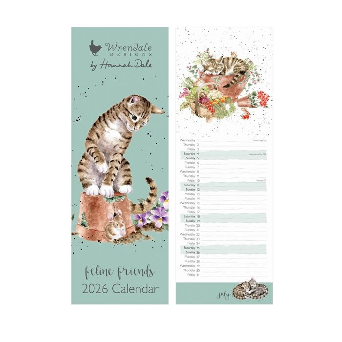 Wrendale Calendar 2026 - Feline Friends Slim Calendar