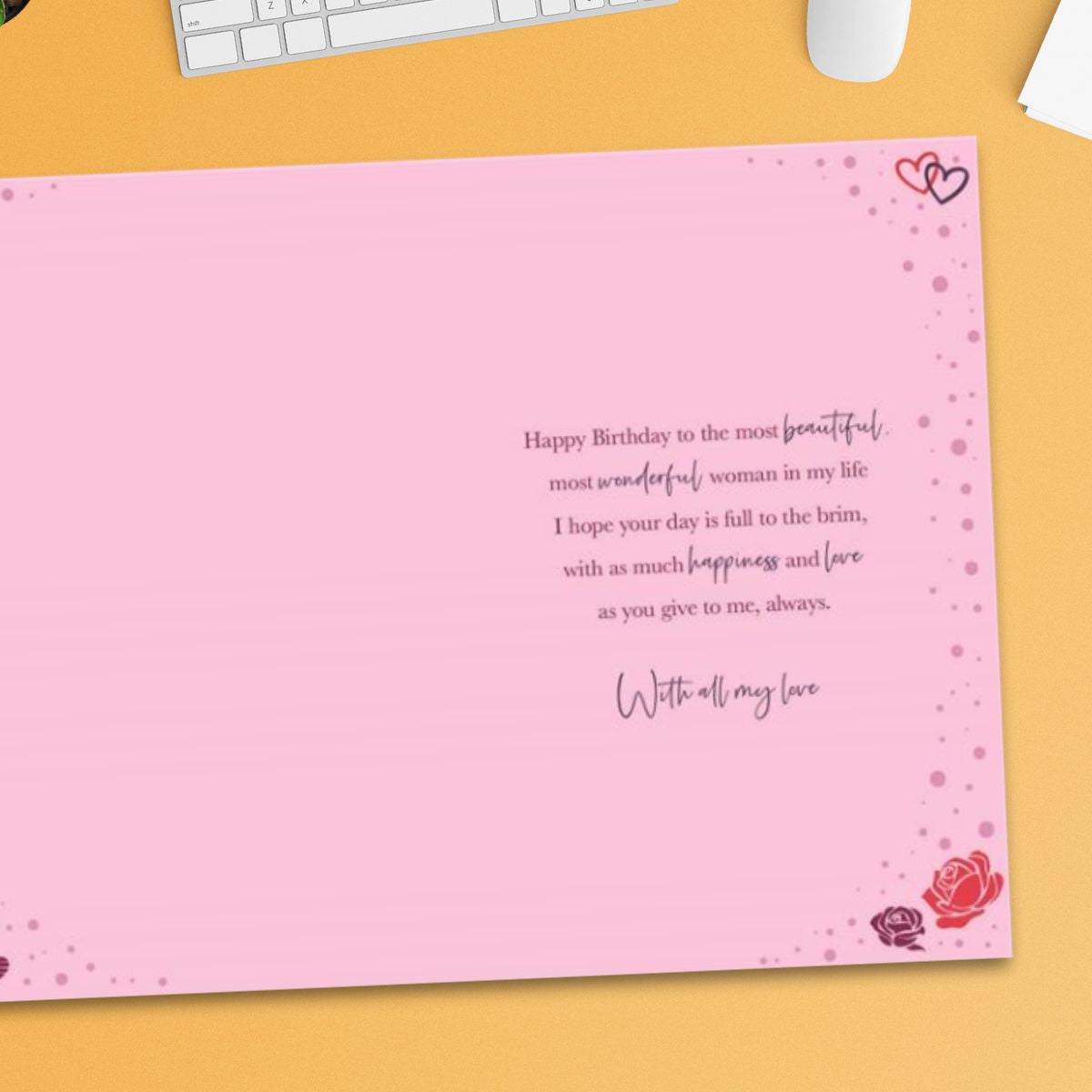 Woman In My Life Birthday Card - Foiled Hearts