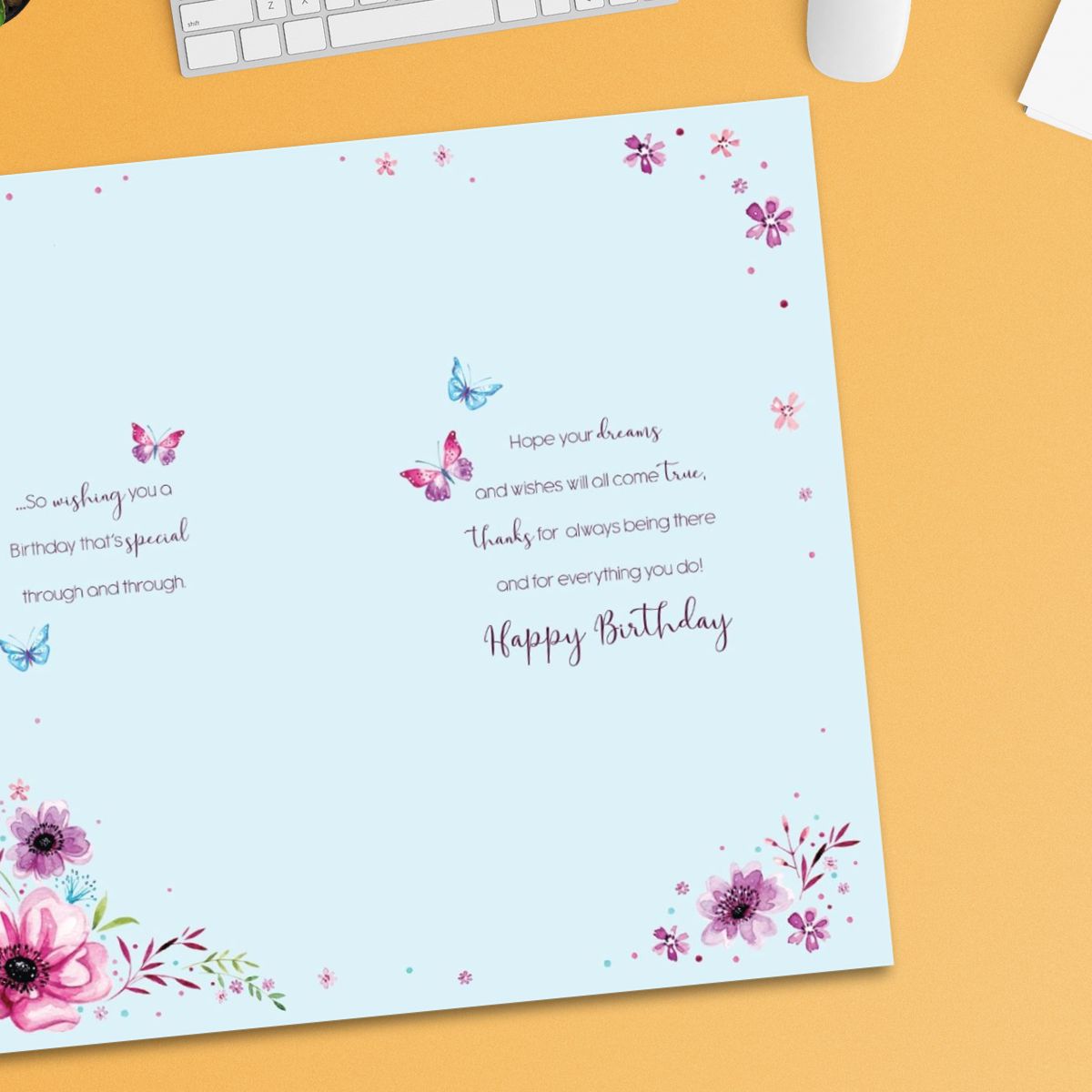 Friend Birthday Card - Pink & Purple Floral Border