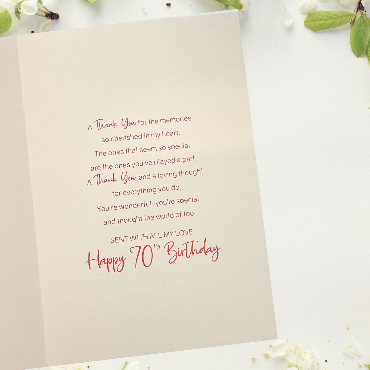 Wife 70th Birthday Card - Red Roses & Gifts