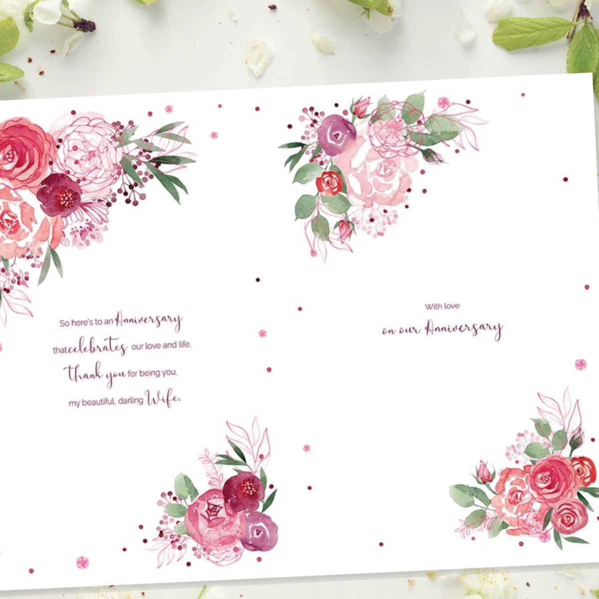 Wife Anniversary Card - Decoupage Heart & Ribbon