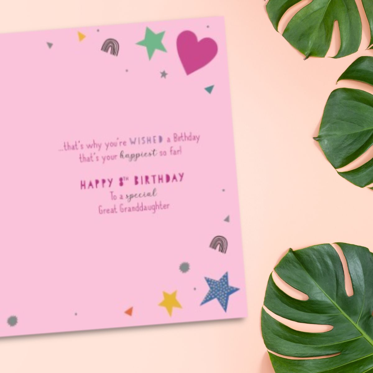 Great Granddaughter 8th Birthday Card - Cupcake & Balloon