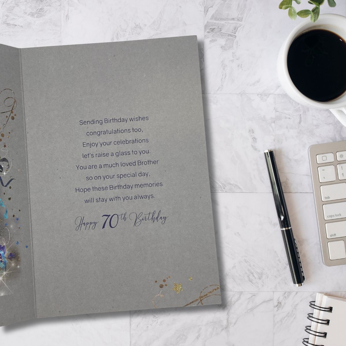 Brother 70th Birthday Card - Grayson Cake & Candles