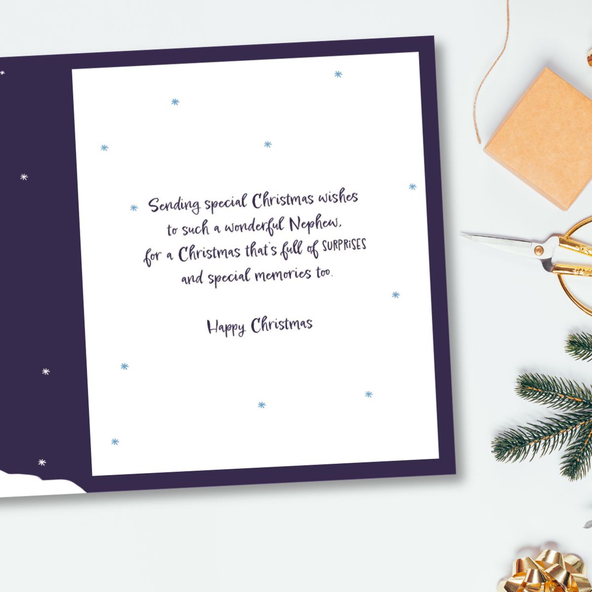 Nephew Christmas Card - Sleigh Penguin