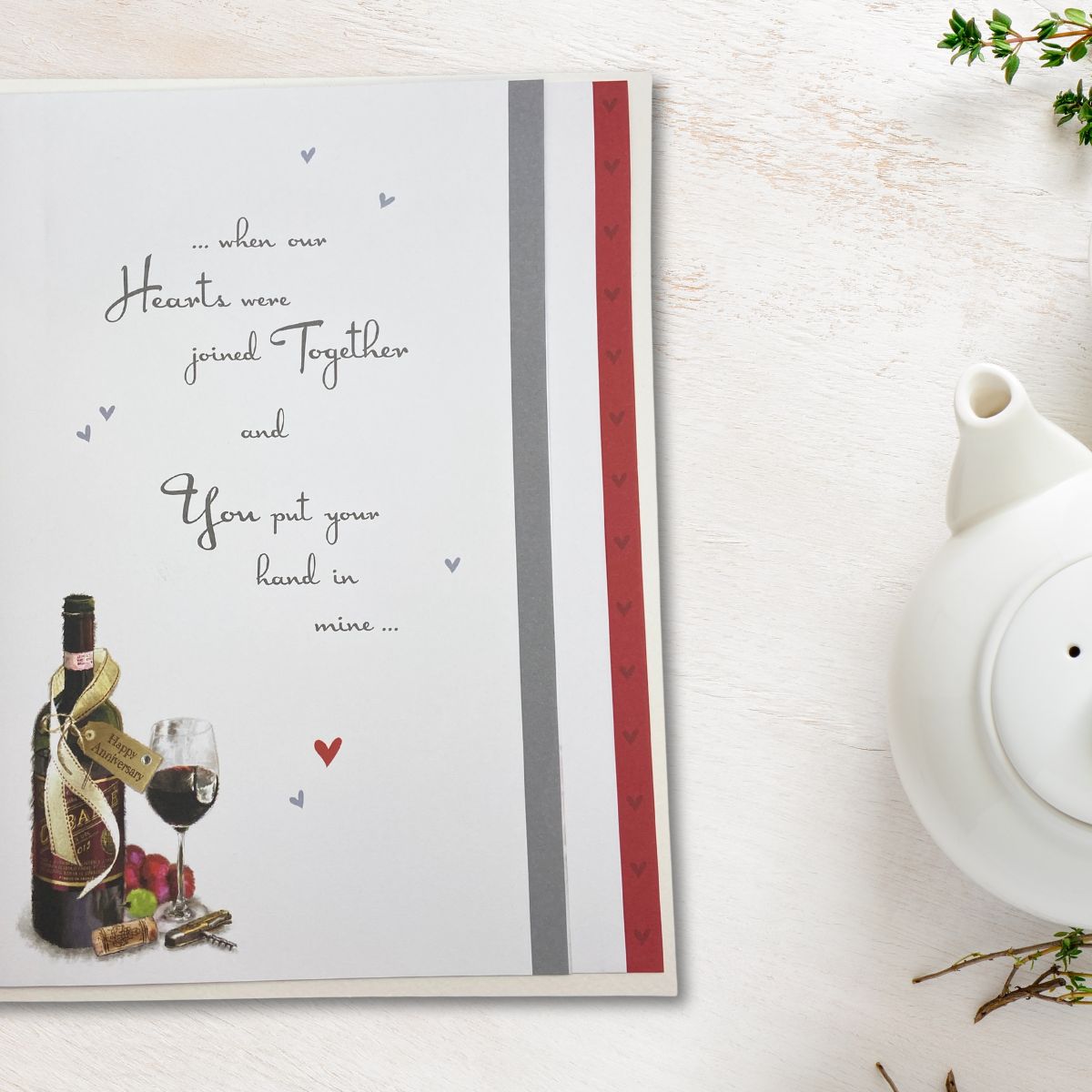 Husband Anniversary Card - Large Velvet With Ribbon