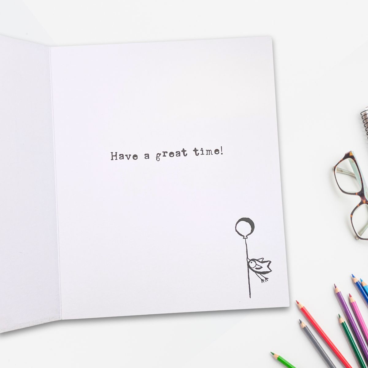 Doodle Birthday Card - Pink Dog & Bird