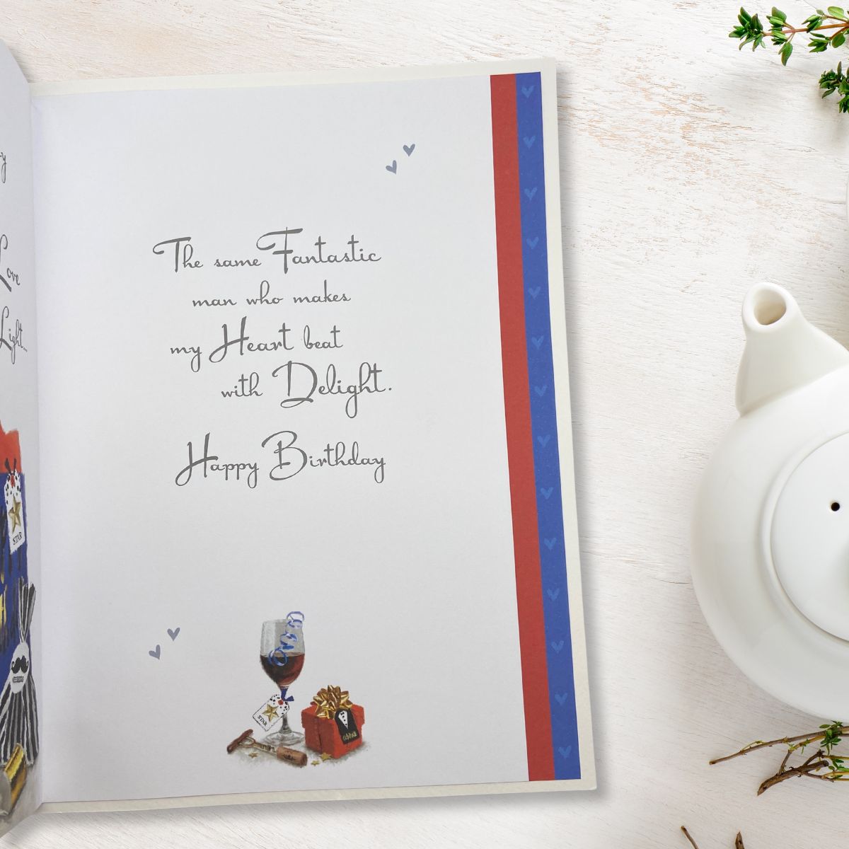 Husband Birthday Card - Large Velvet With Ribbon