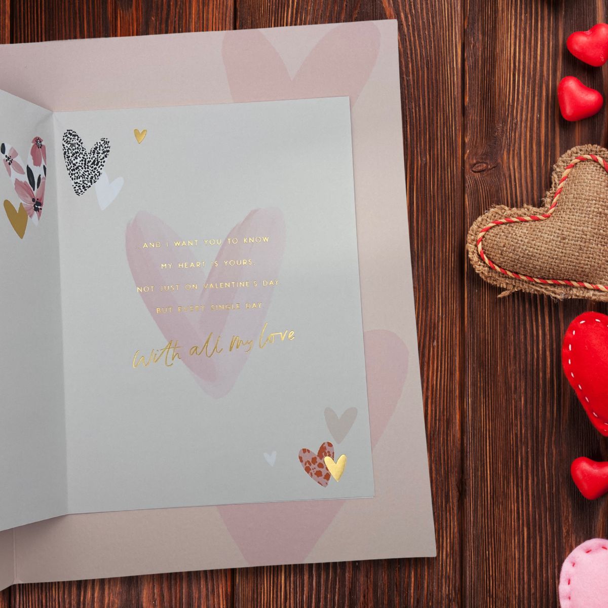Wife Valentine's Day Large Card - Decoupage Hearts