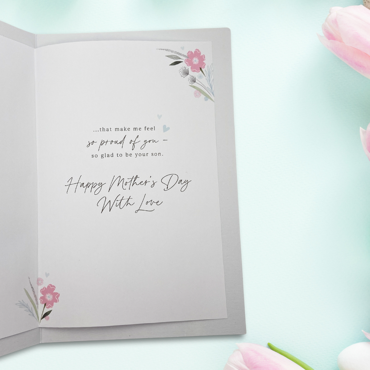 From Your Son on Mother's Day Card - Large Floral Heart