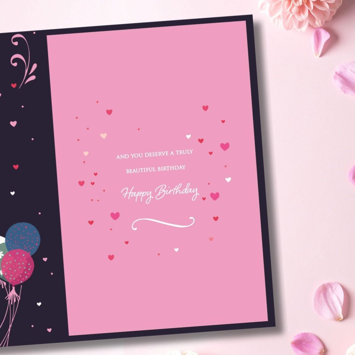 Wife Birthday Card - Joy Floral Heart