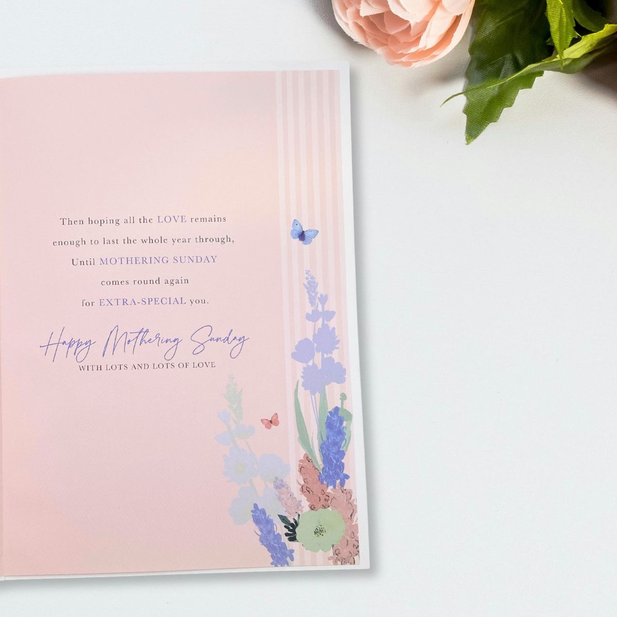 Mum on Mothering Sunday Card - Blooms & Butterflies