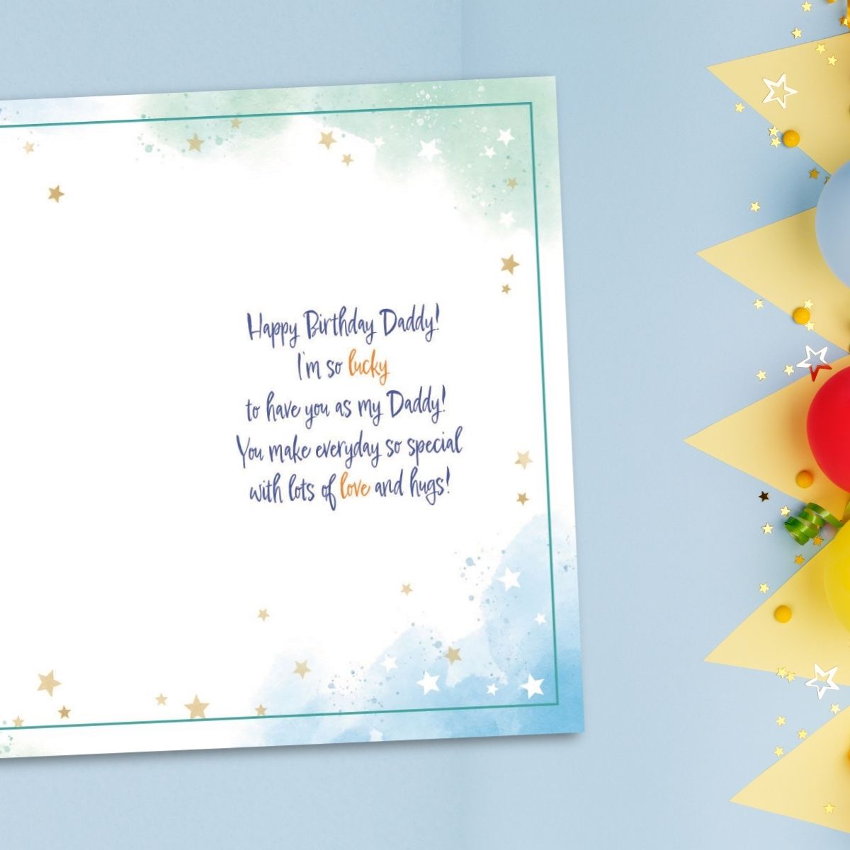 Daddy Birthday Card - Dinosaur, Cake & Balloon