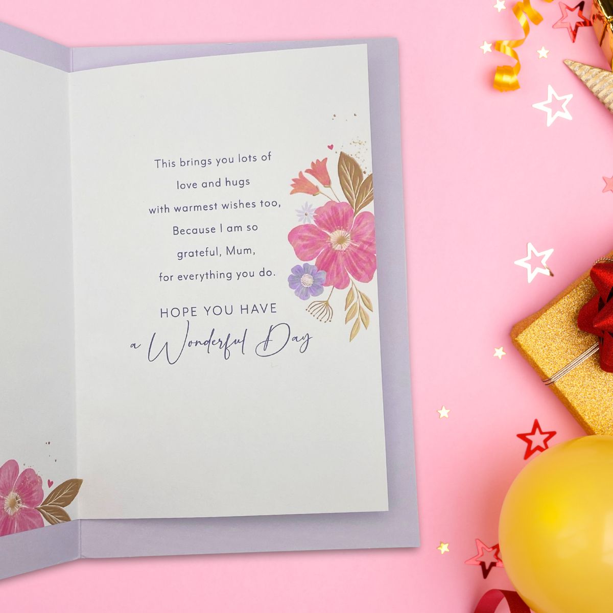 Mum Birthday Card - Simply Traditional Floral Heart