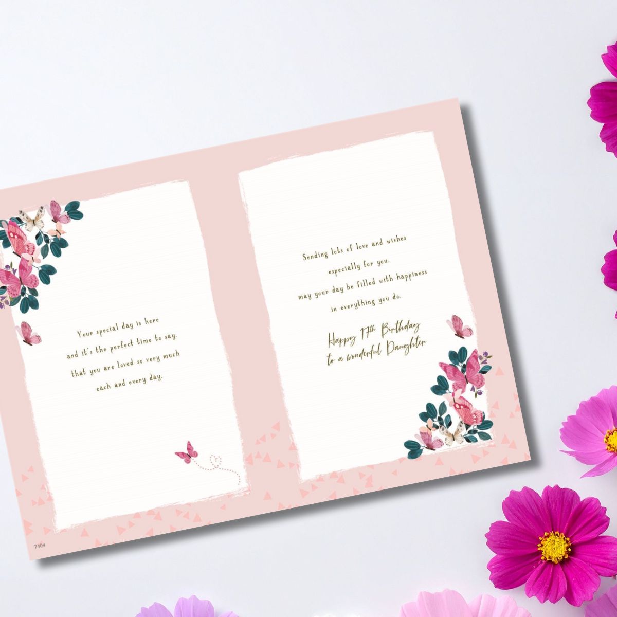 Daughter 17th Birthday Card - Pavillion Butterfly Cake