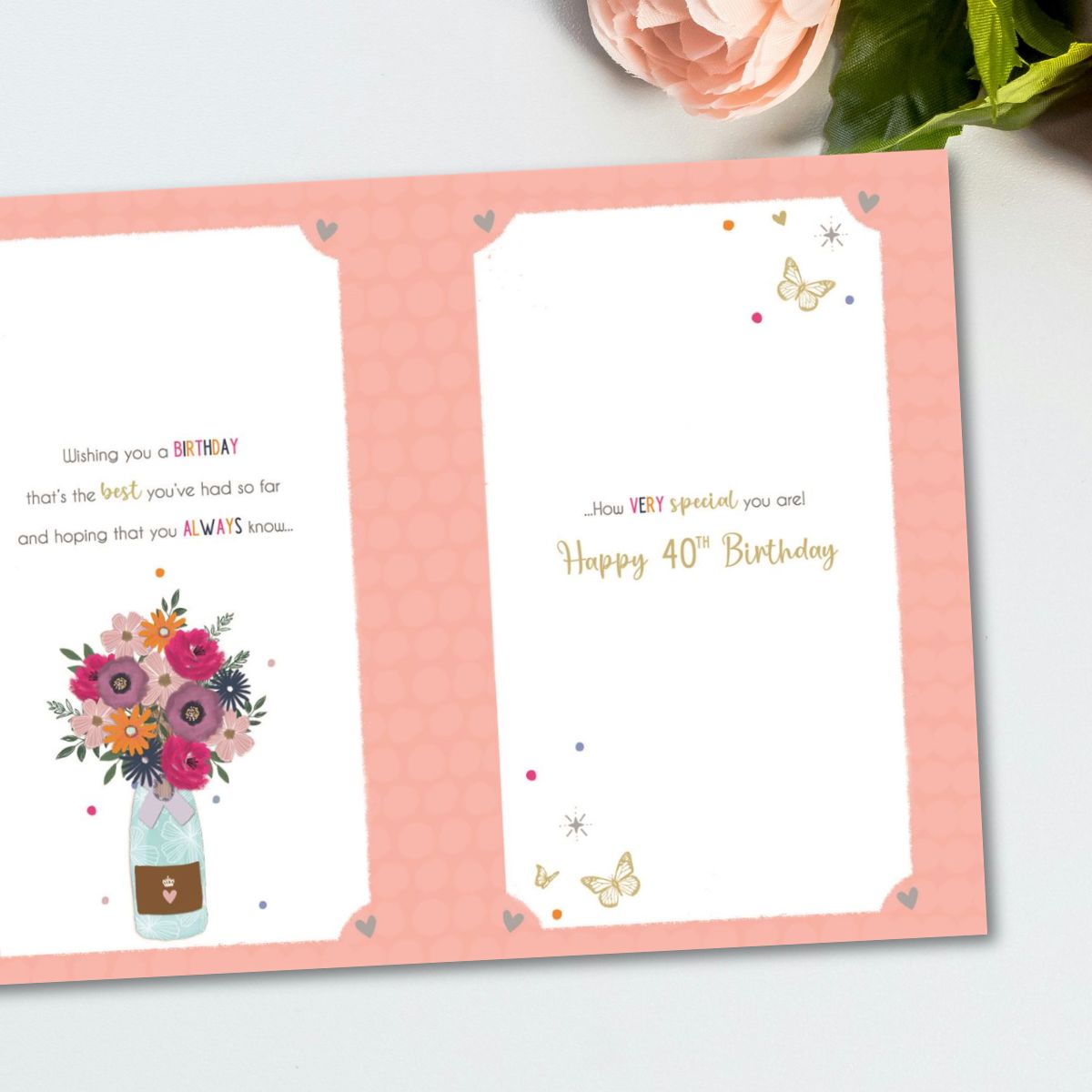 Auntie 40th Birthday Card - Pavillion Floral Bottle