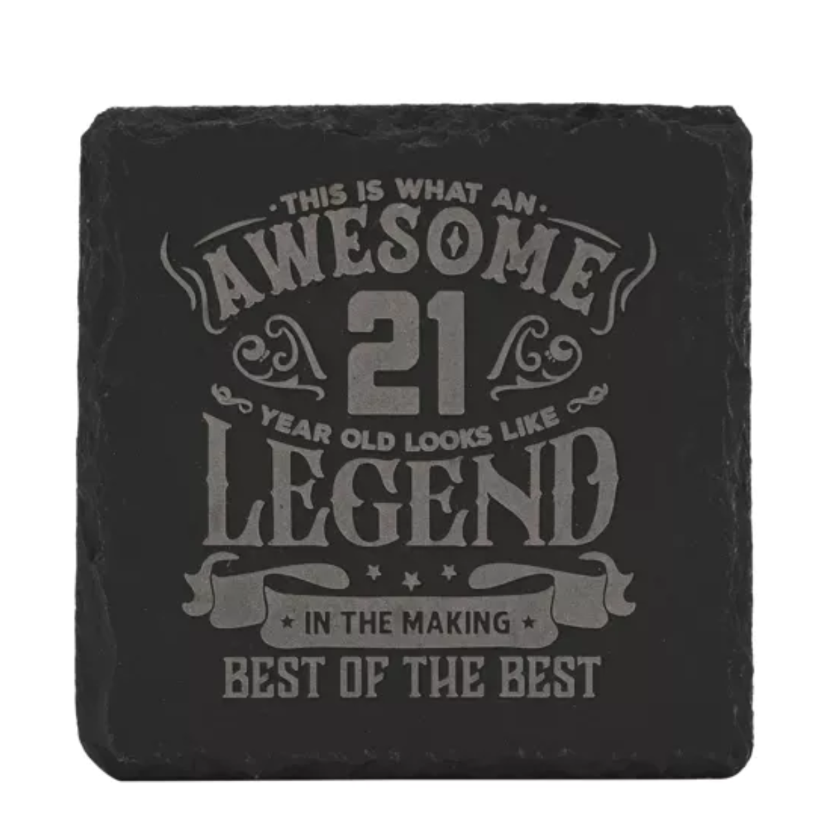 Age 21 Gift - Harvey Makin Legend Slate Coaster - 21 Years