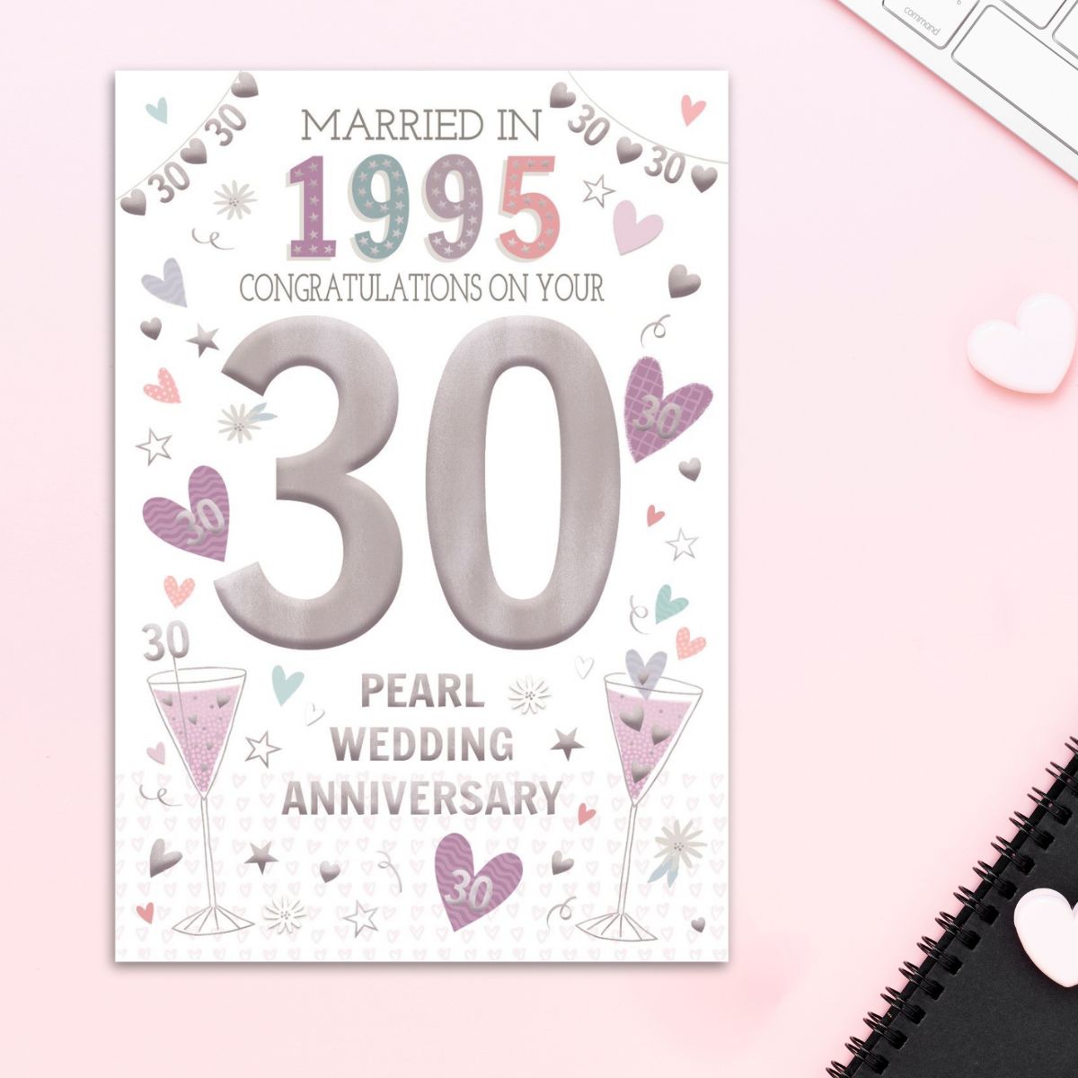 Pearl Wedding Anniversary Card - 30th Married In 1995