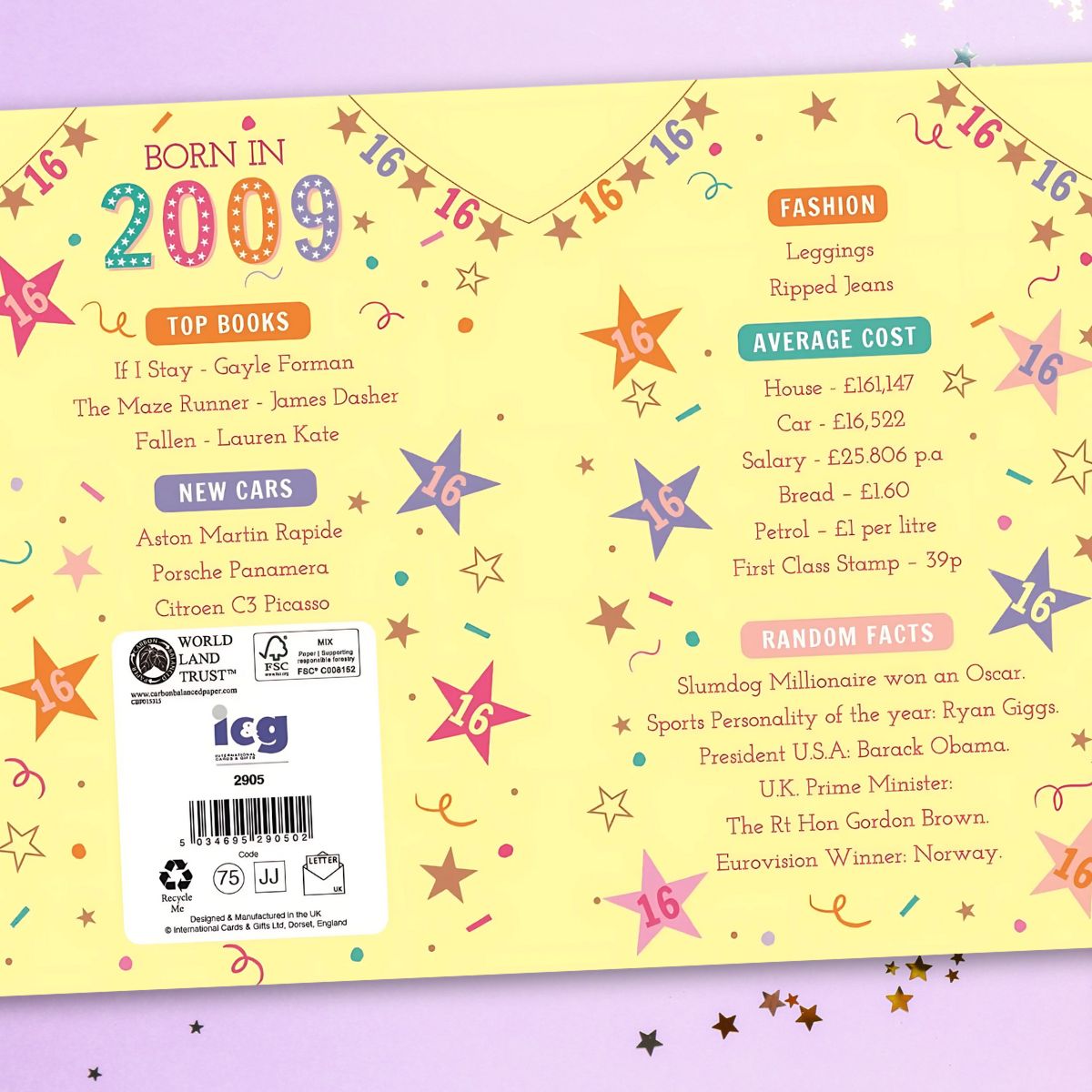 16th Birthday Card - Born In 2009 A Year To Remember Pink