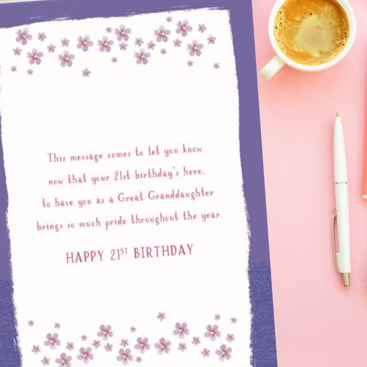 Great Granddaughter 21st Birthday Card - Floral Gifts
