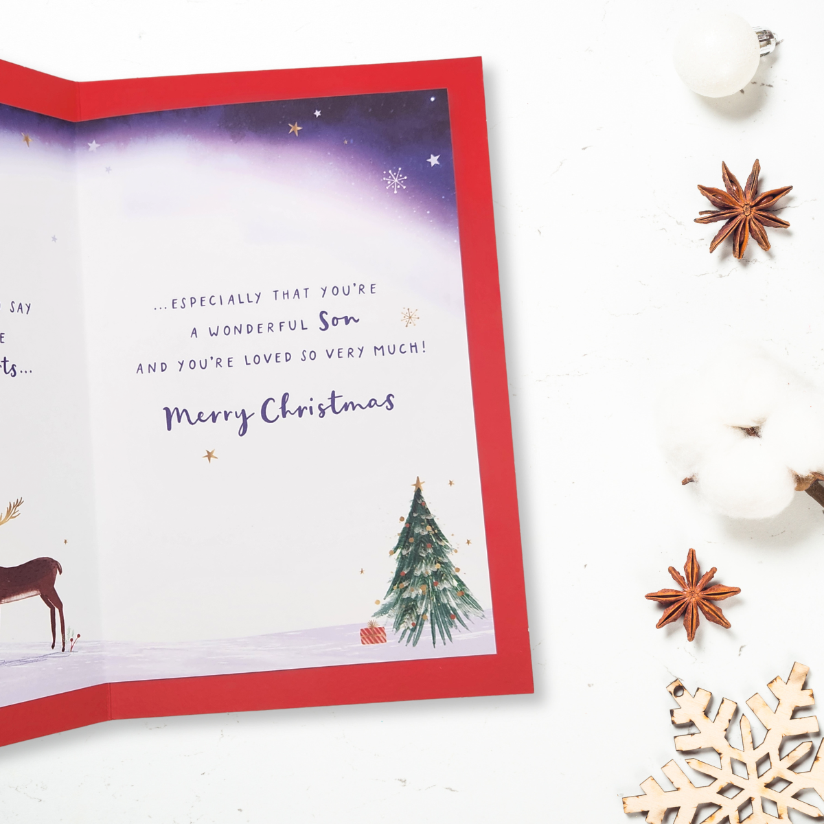 Son Christmas Card - Deer Bauble