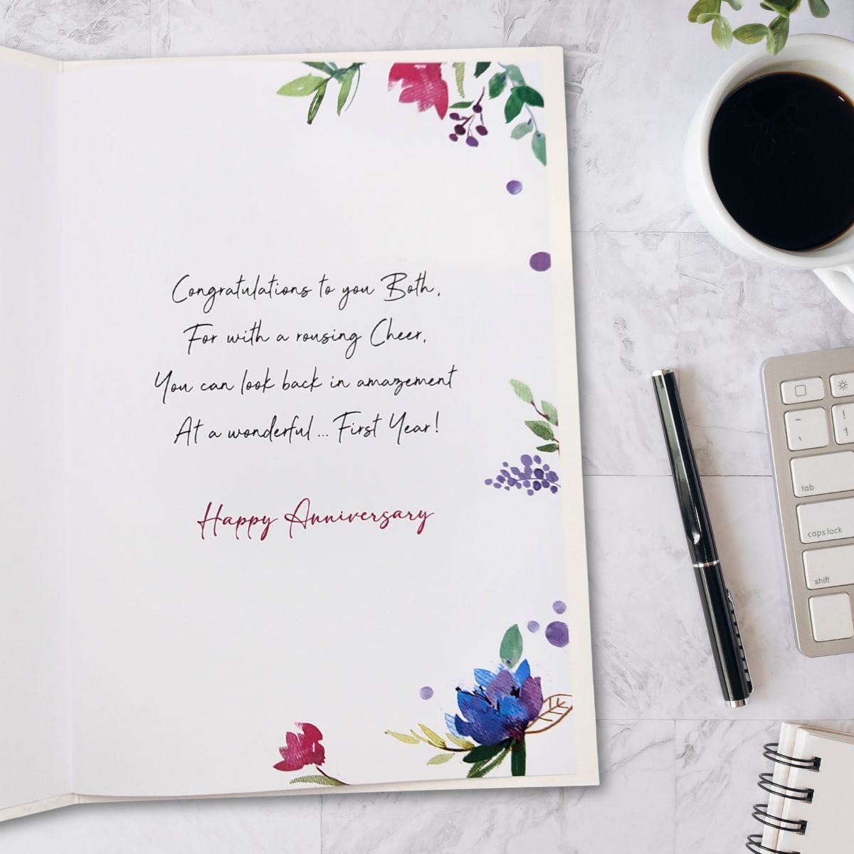 Happy 1st Wedding Anniversary Card - Signature Flutes