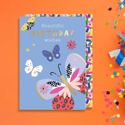 Wild Flower Birthday Card - Birthday Butterflies