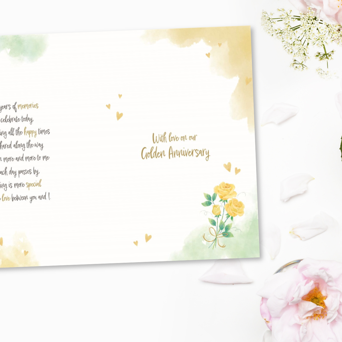 Wife Golden Wedding Anniversary Card - 50th Awash With Colour