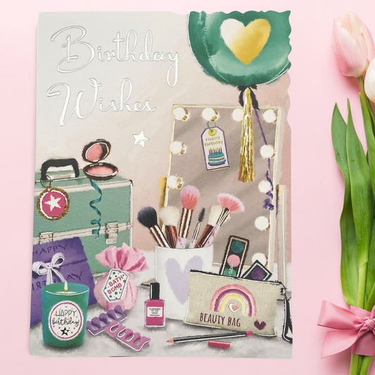 Velvet Birthday Card - Make Up & Candle