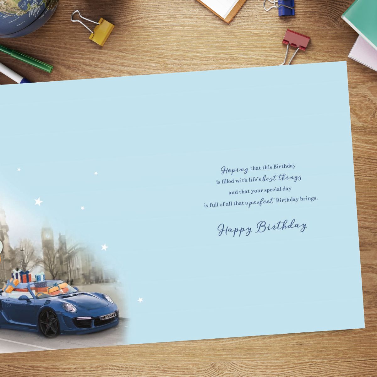 Essence Birthday Card - Blue Sports Car