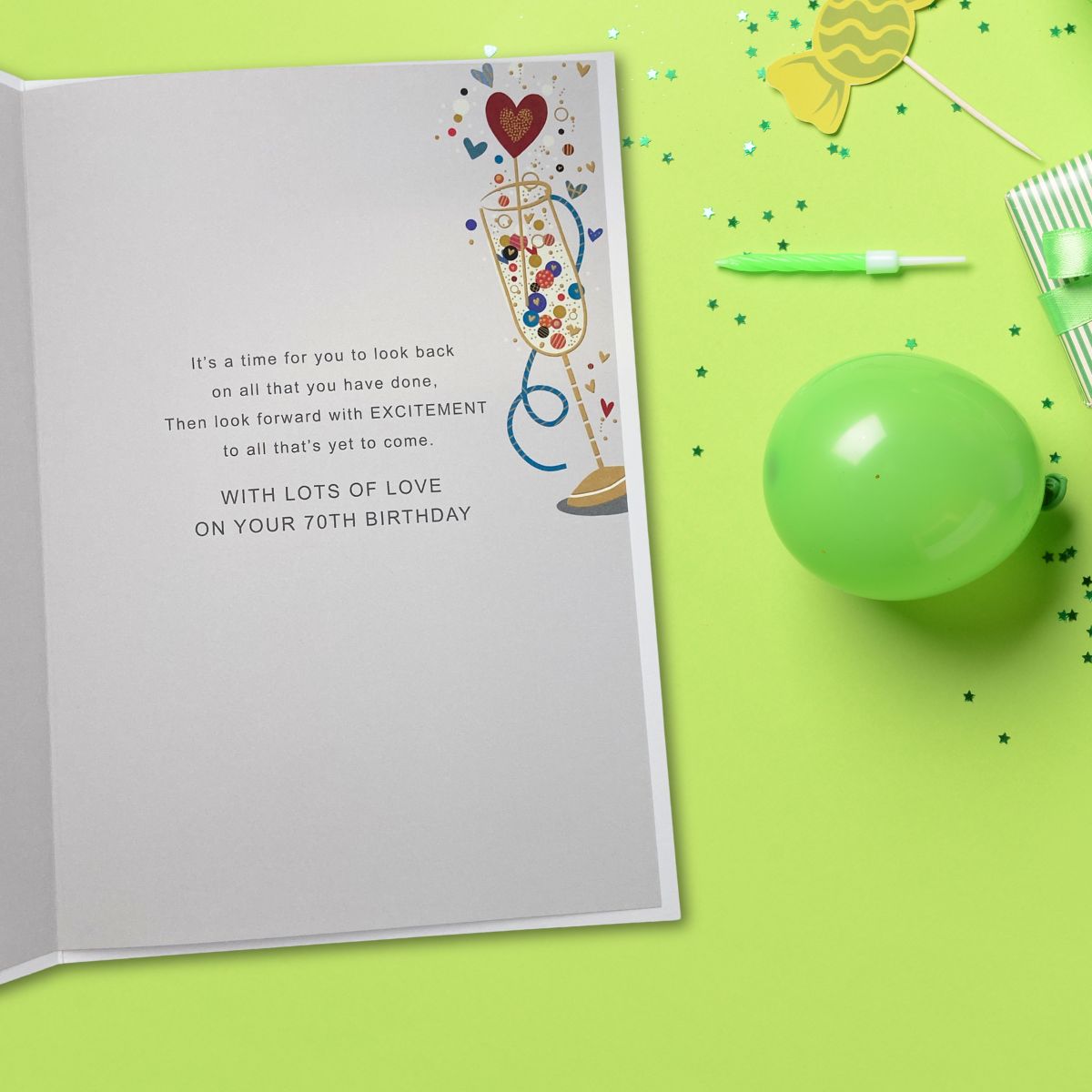 Husband 70th Birthday Card - Lumino Bubbly