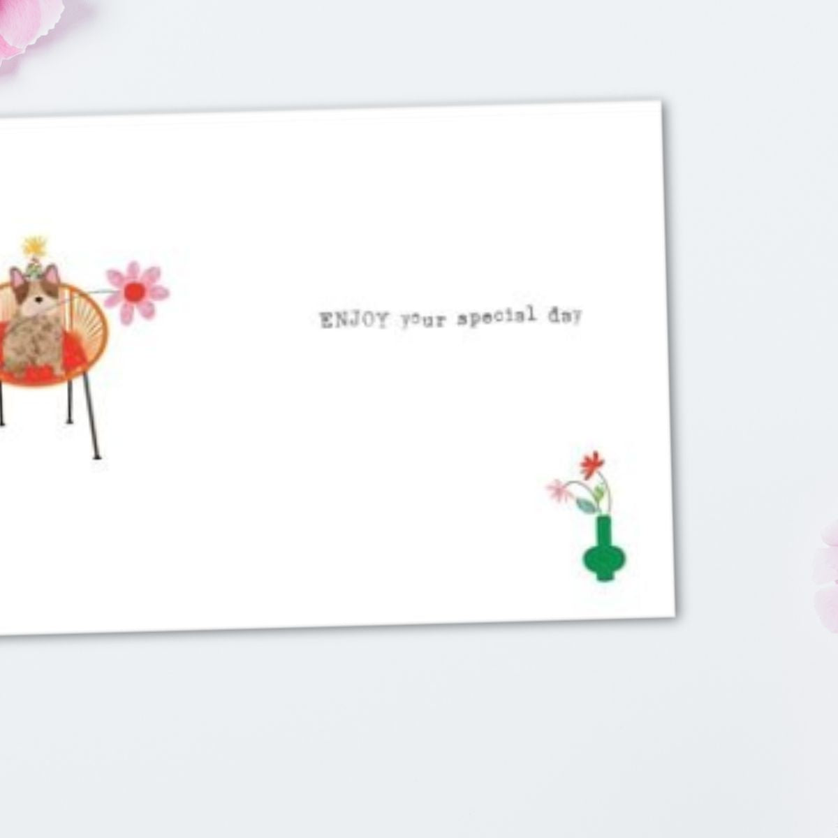 Fluff Birthday Card - Dog & Plants