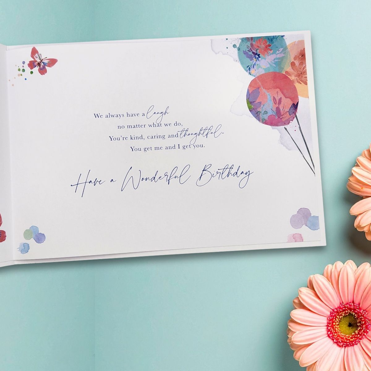 Friend Birthday Card - Landscape Balloons