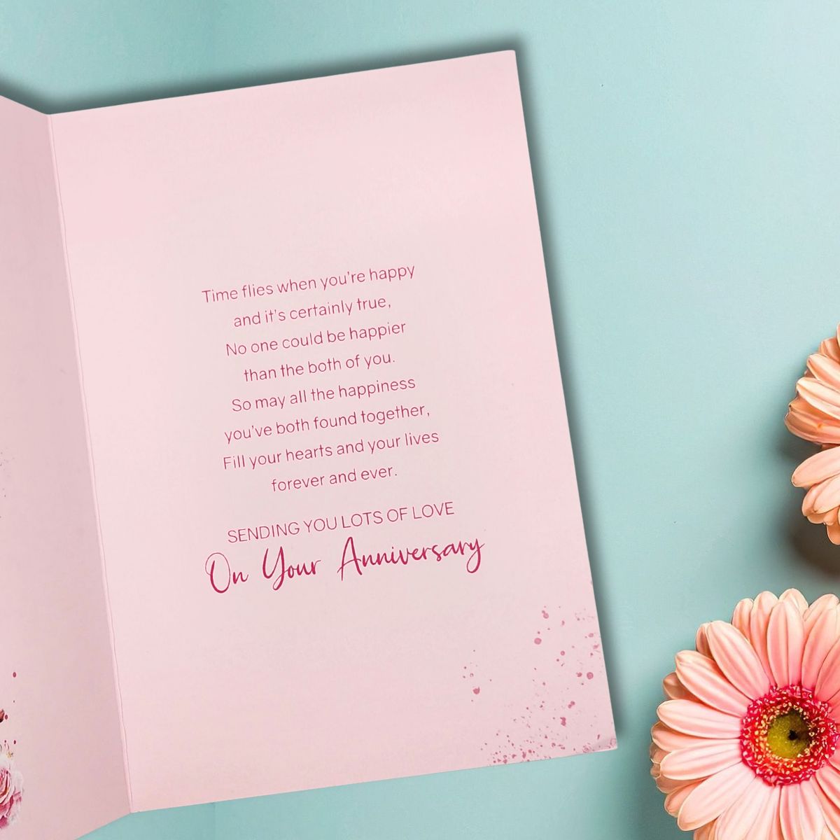 Daughter & Son-In-Law Wedding Anniversary Card - Grace Flowers & Bubbly