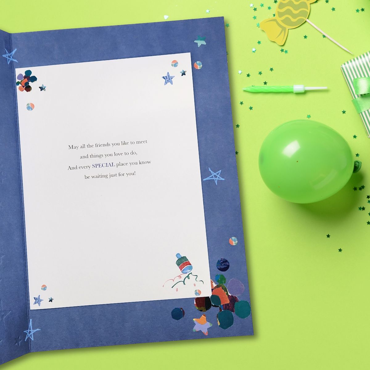 Son Birthday Card - Large Gold Star Confetti Pop