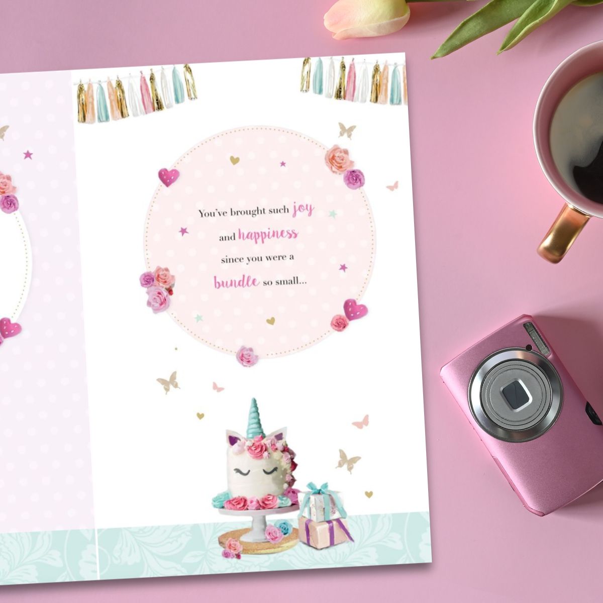Granddaughter Birthday Card - Large Avec Amour Unicorn Cake