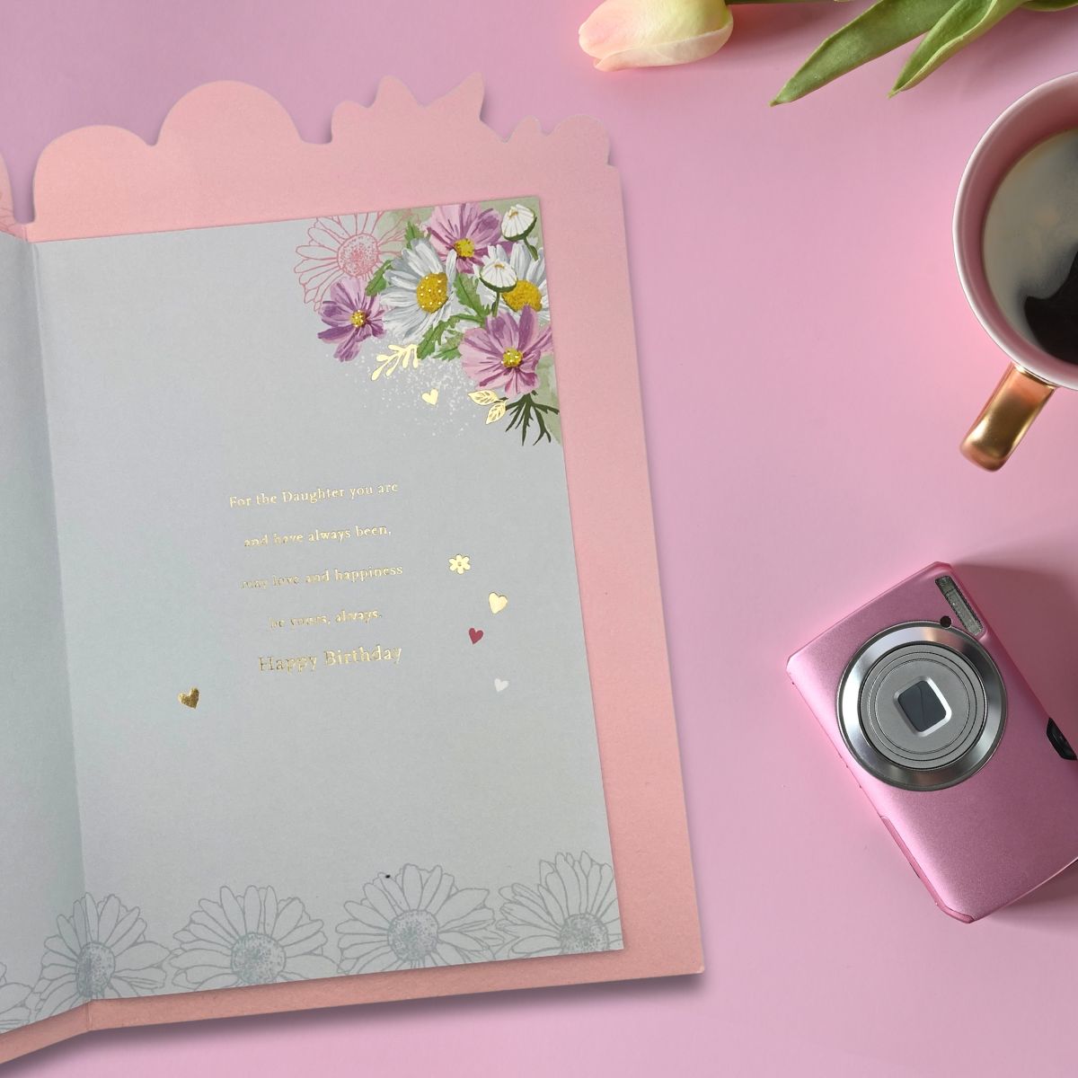 Daughter Birthday Card - Large Luxury Floral Gift Stack