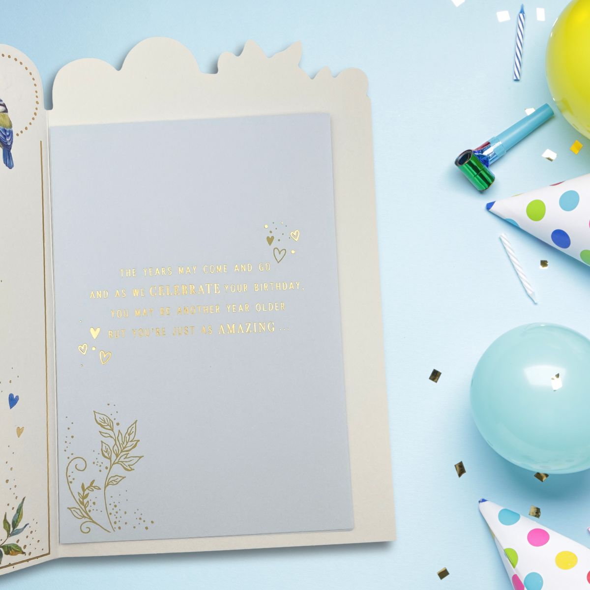 Husband Birthday Card - Large Luxury Blue Tits