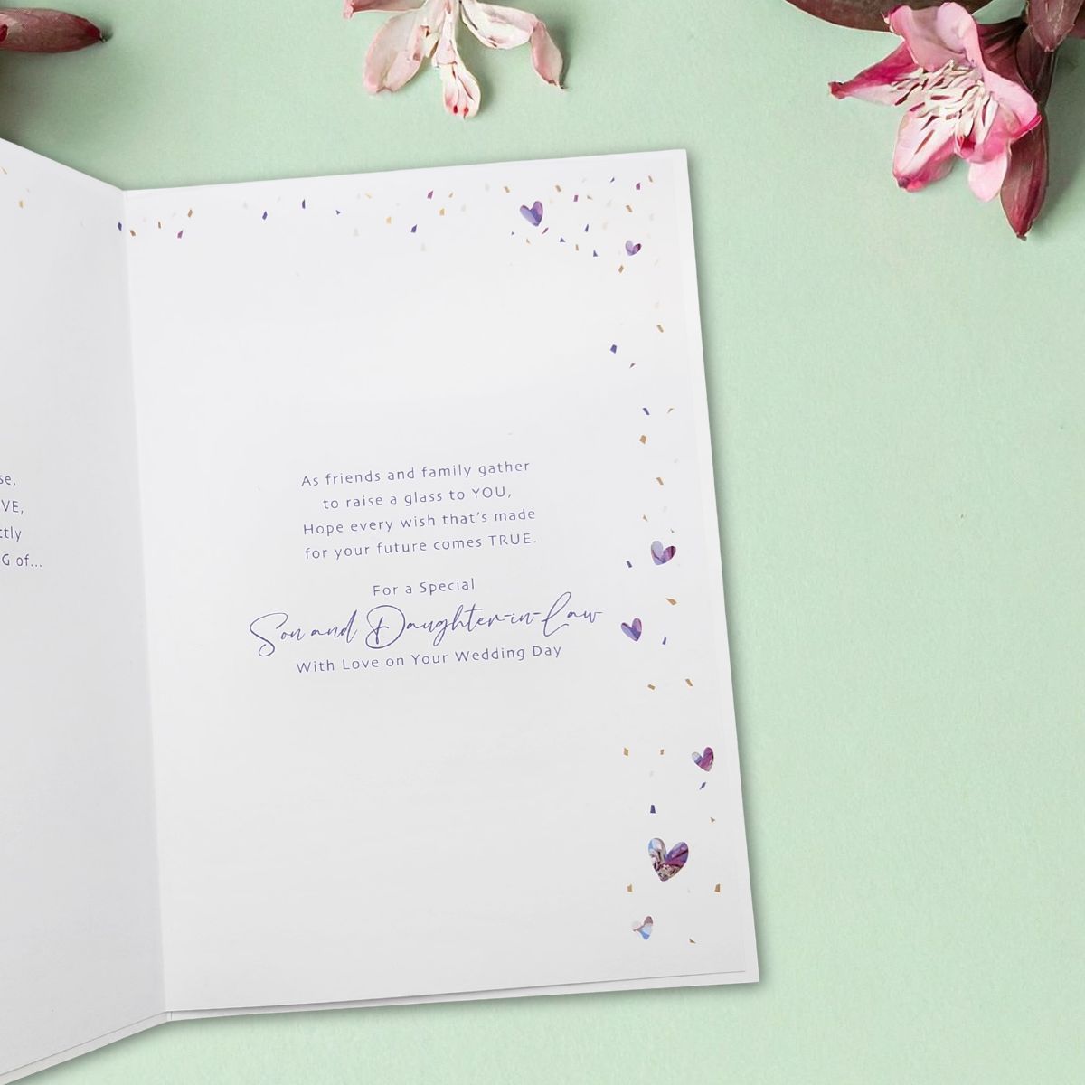 Son & Daughter In Law Wedding Card - Floral Hearts