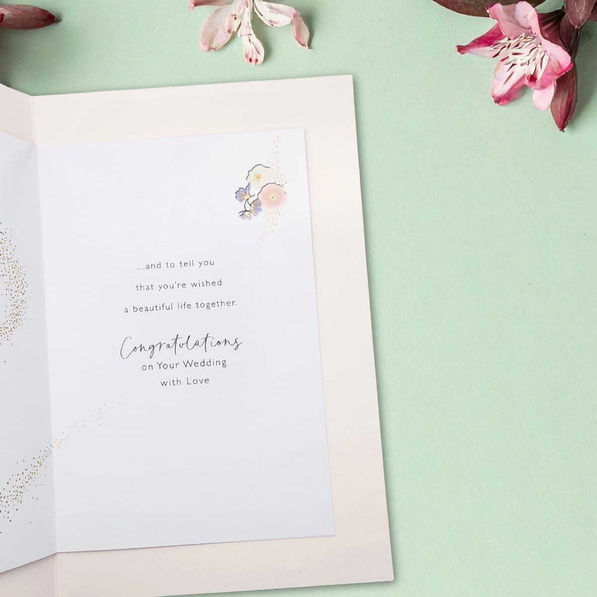 Son & Daughter-In-Law Wedding Day Card - Pastel Floral Cake