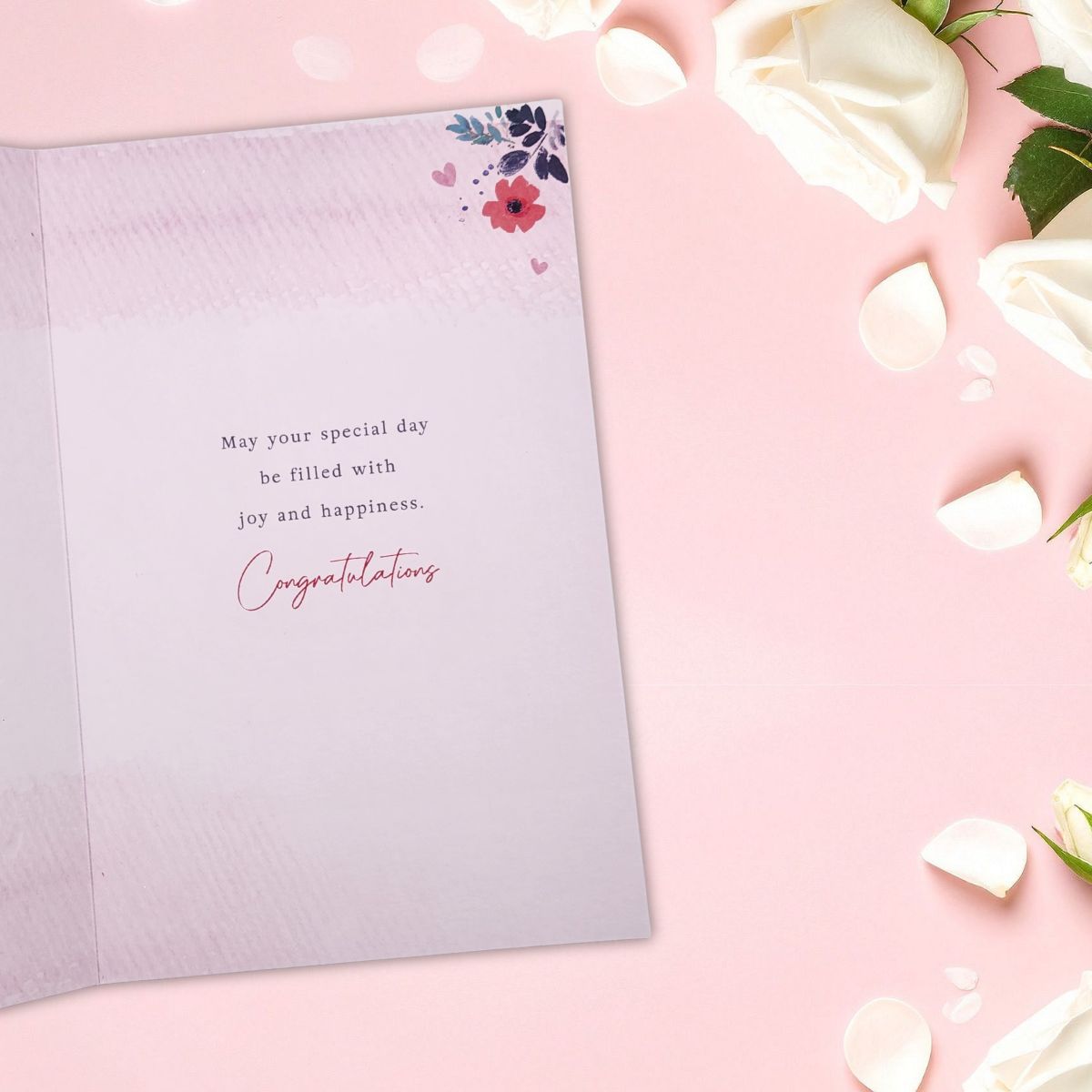 Wedding Day Card - Gold Floral Mr & Mrs Text