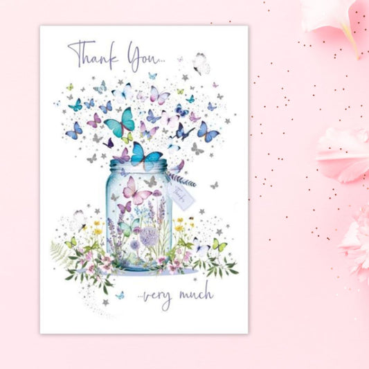 Thank You Card - Pizazz Butterfly Mason Jar