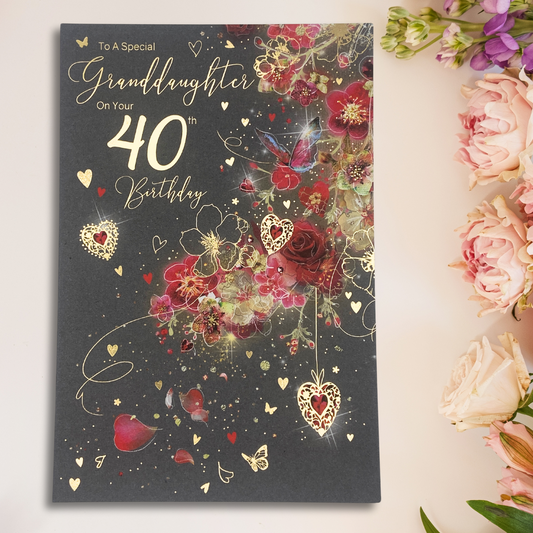 Granddaughter 40th Birthday Card - Grace Pretty Florals