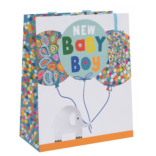 Gift Bag Large - Baby Blue Elephants