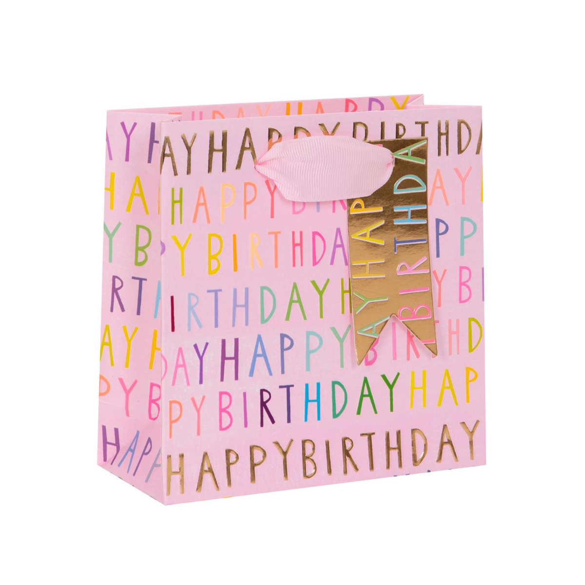 Gift Bag Small - Happy Birthday Neon Pink
