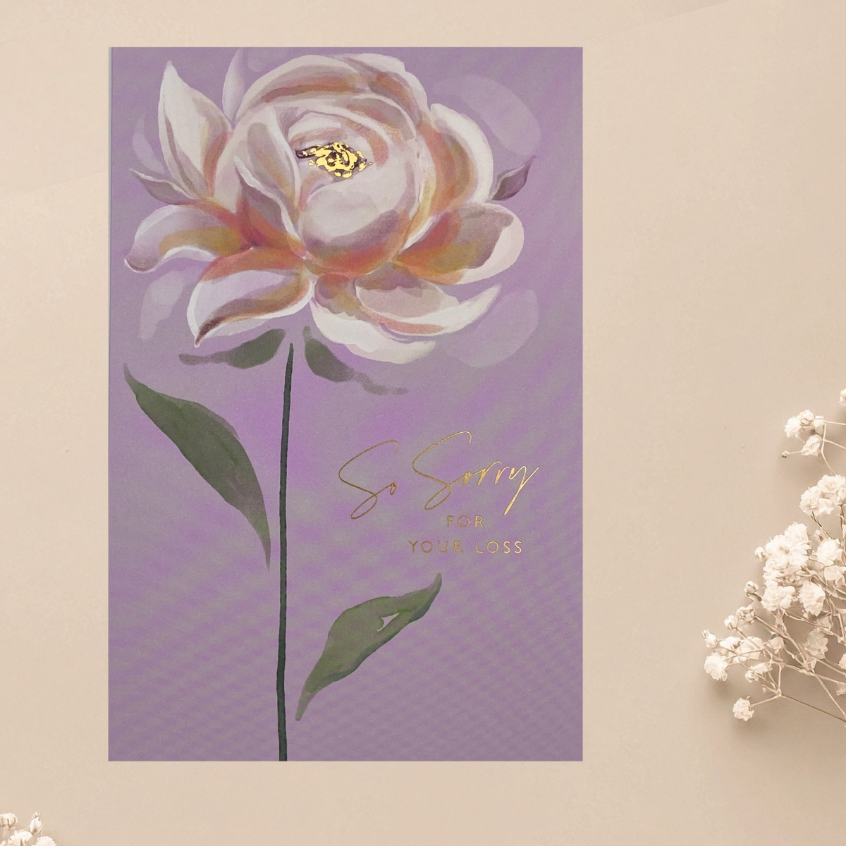 Sympathy Card - Pink Rose