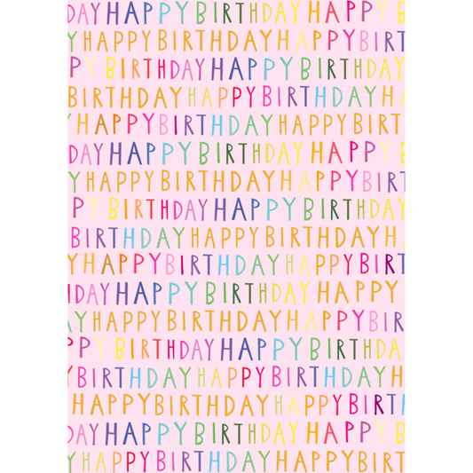 Giftwrap - Luxury Happy Birthday Neon Text Pink Wrapping Paper