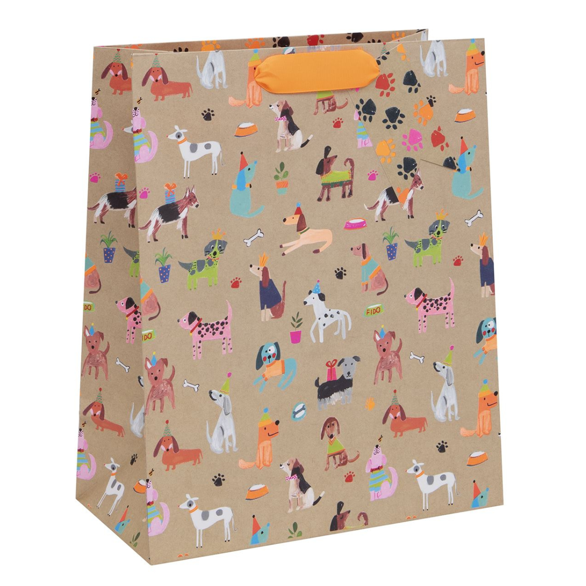 Gift Bag Large - Neon Dogs Kraft