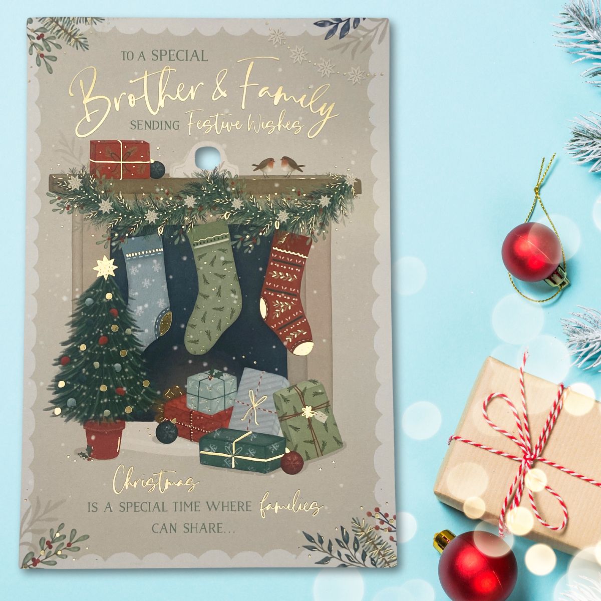 Brother & Family Christmas Card - Wishing Well