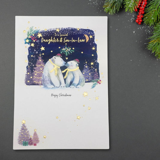Daughter & Son-In-Law Card - Polar Bear Embrace