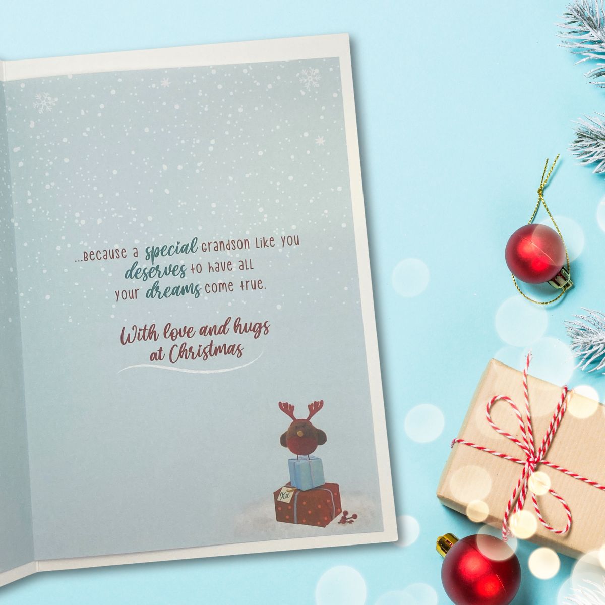 Grandson Christmas Card - Barley Bear